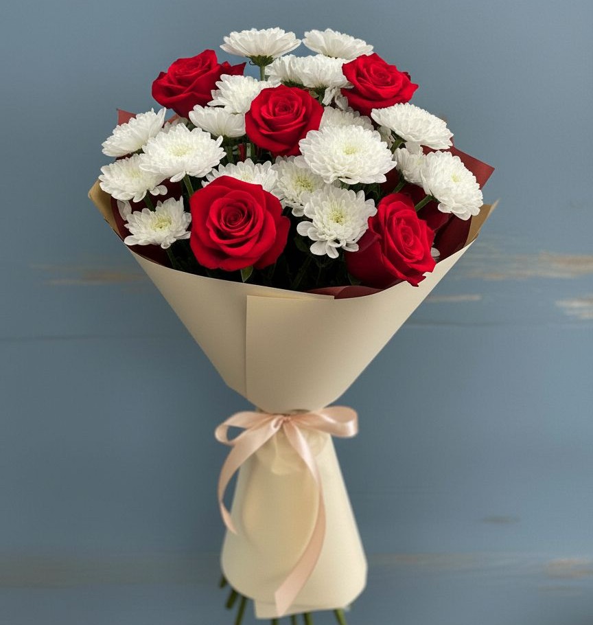 Букет цветов из: Розы и Хризантемы в Нерль