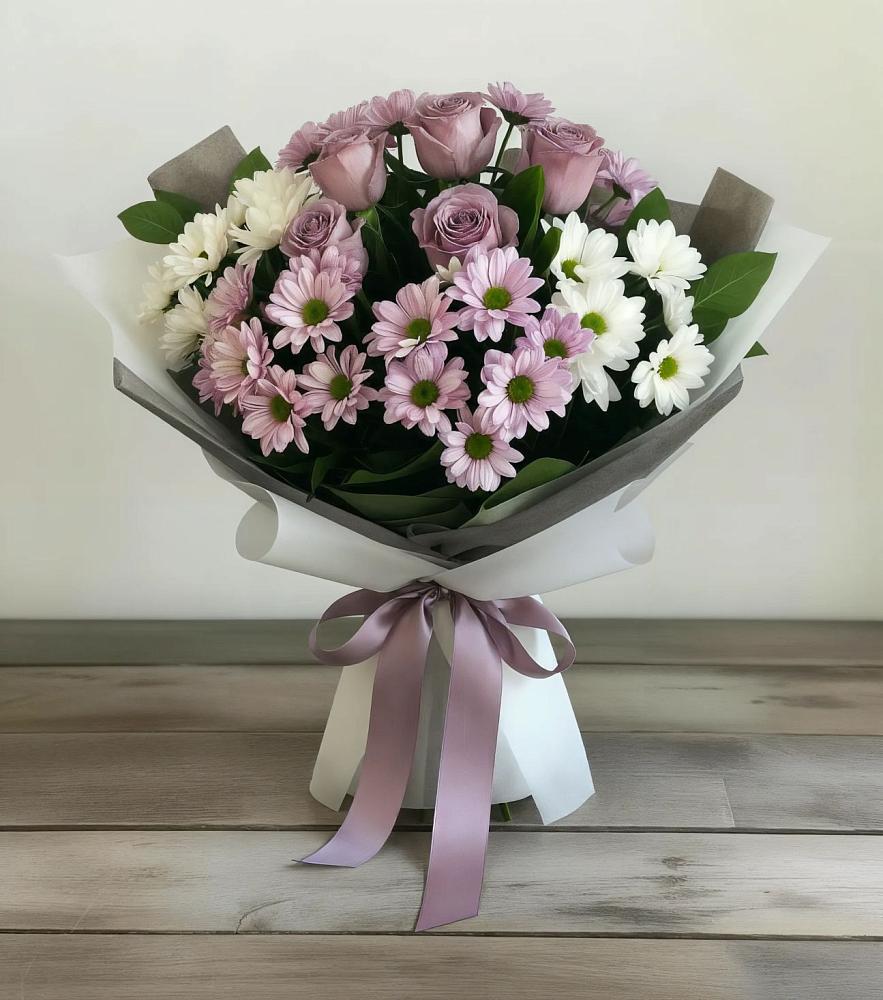 Букет цветов из: Хризантемы и Розы в Нерль