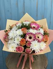 Букет цветов из:  Розы, Герберы и Хризантемы в Нерль