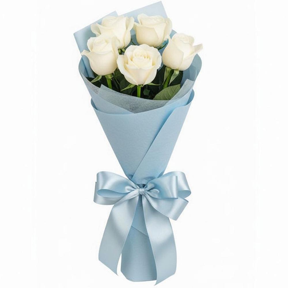 Букет 5 Белых роз Проуд в Нерль