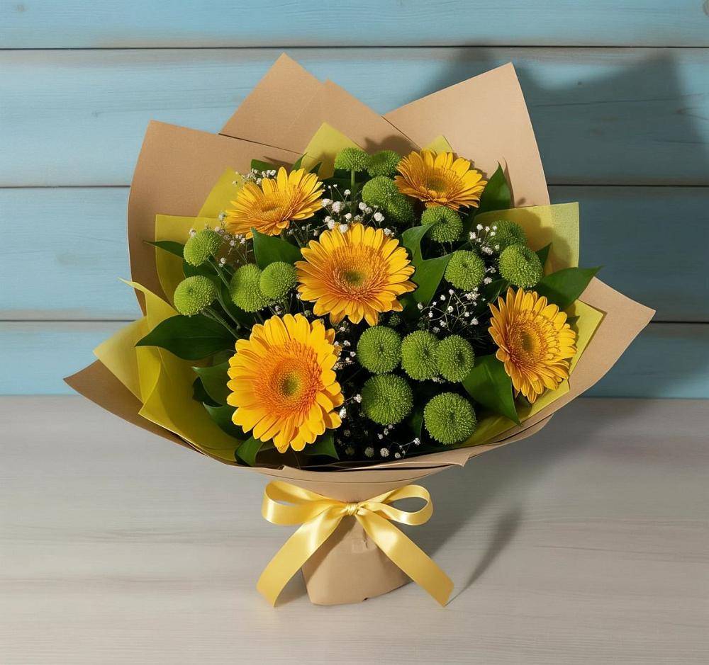 Букет цветов из: Герберы и Хризантемы в Нерль