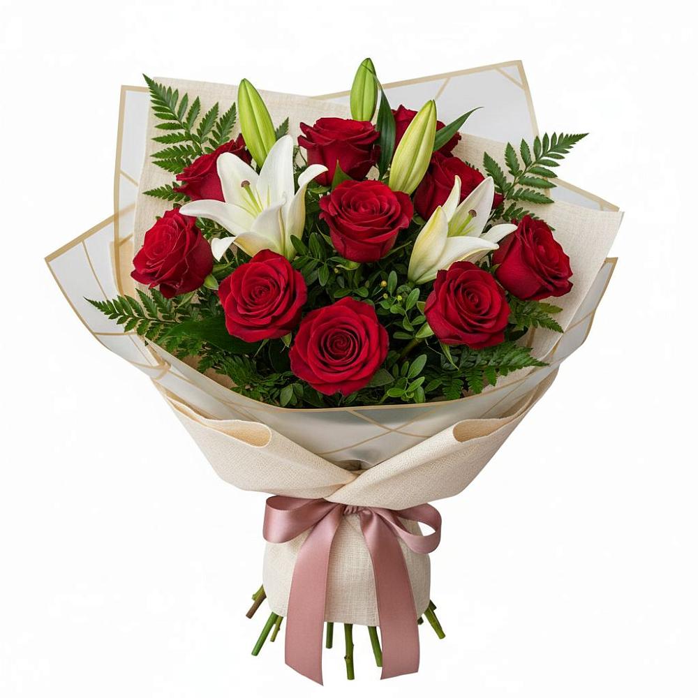 Букет цветов из: Лилии и Розы в Нерль