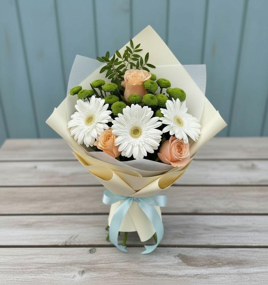 Букет цветов из: Герберы, Розы и Хризантемы в Нерль