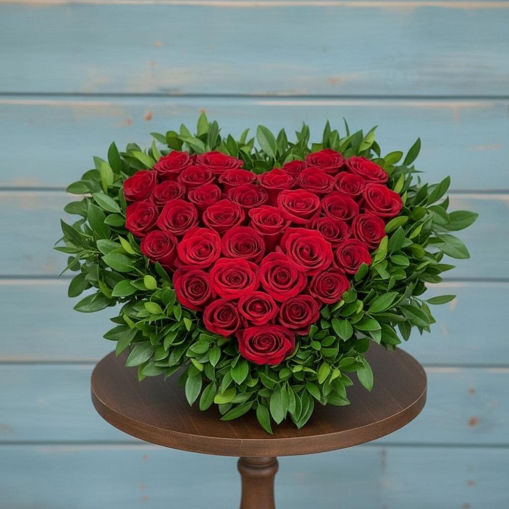 Цветочная композиция из Розы в виде сердца в Нерль