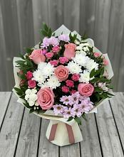 Букет цветов из:  Альстромерии, Гвоздики, Розы и Хризантемы в Нерль