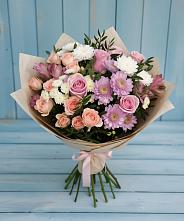 Букет цветов из:  Хризантемы, Розы и Альстромерии в Нерль