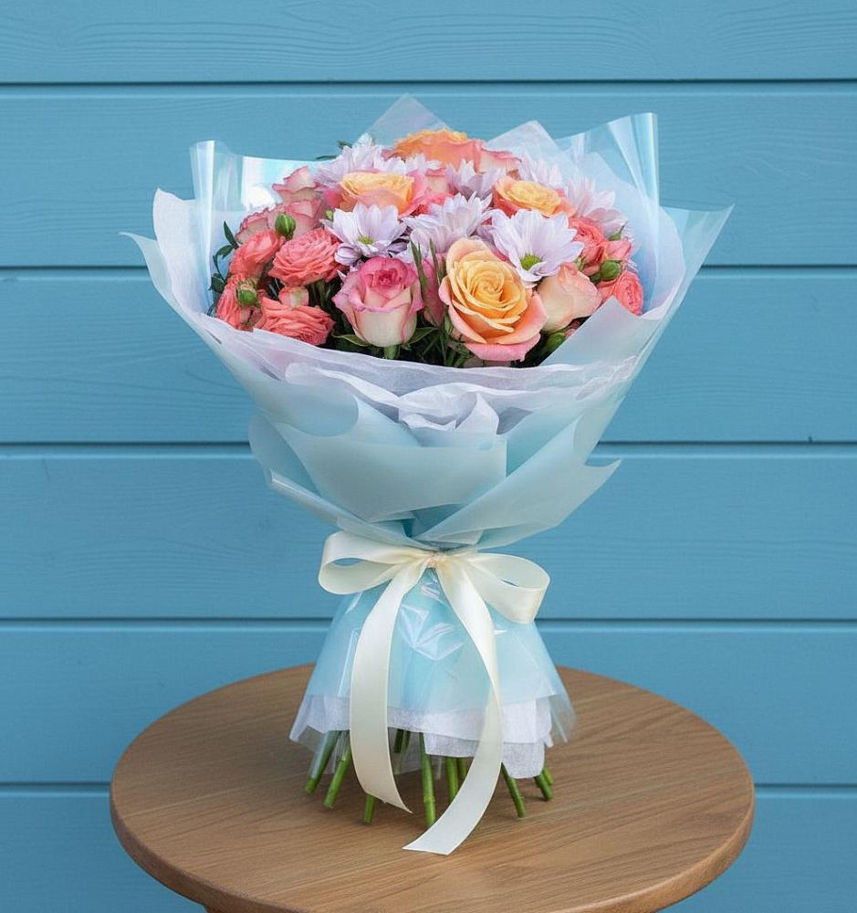 Букет цветов из: Хризантемы и Розы в Нерль