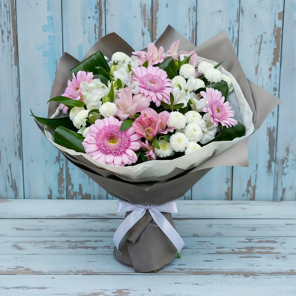 Букет цветов из: Герберы, Альстромерии и Хризантемы в Нерль