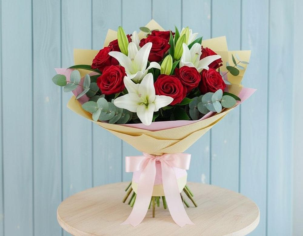 Букет цветов из: Лилии и Розы в Нерль